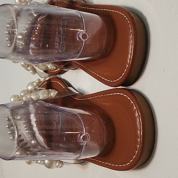 Pearl Embellished Clear Sandals, Size 43/11.5 - Picture 6 of 10
